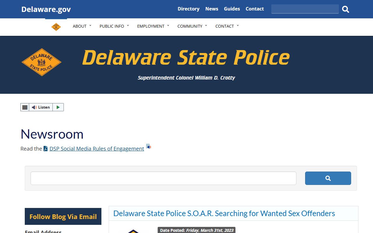 Delaware State Police newsroom updates and investigations in New Castle Delaware