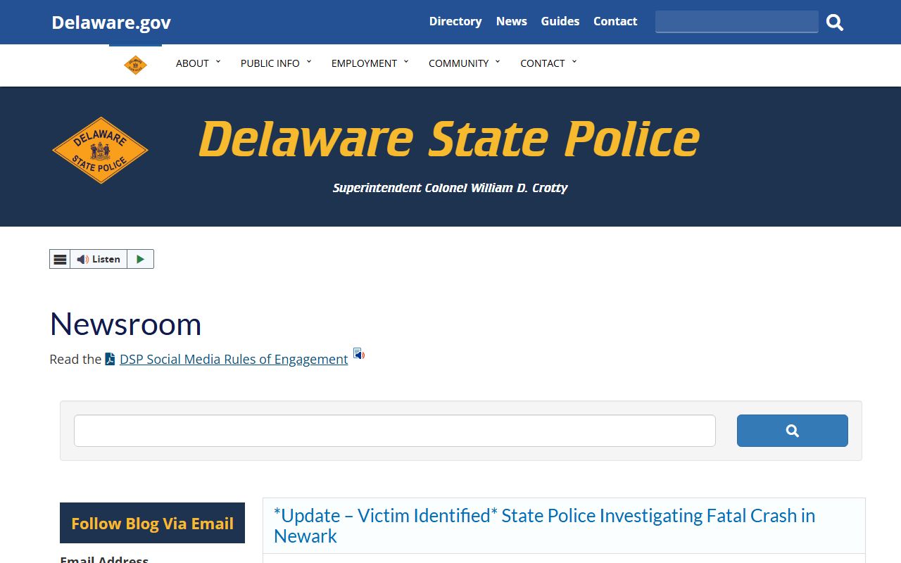 Delaware State Police newsroom sex offender notifications serving Harrington Kent County