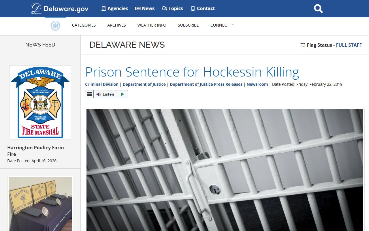 Delaware Department of Justice sex offense prosecution in Milford