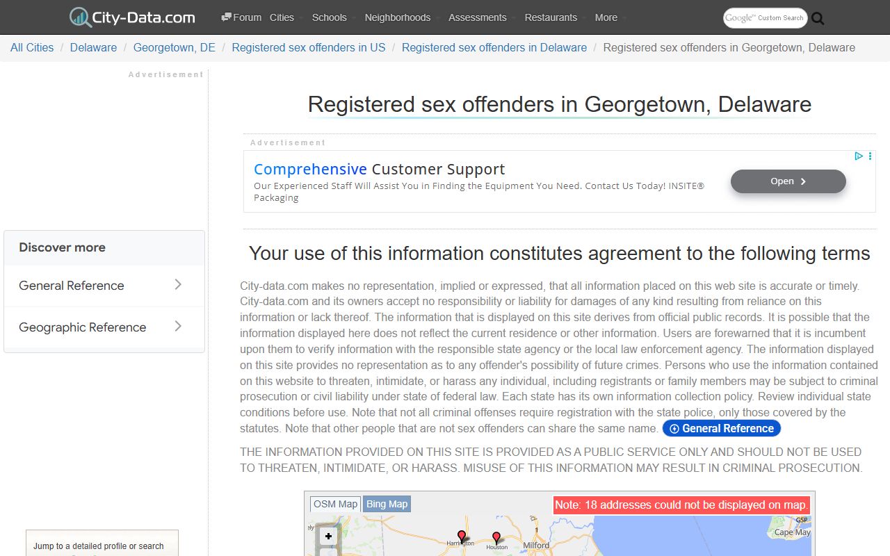 Georgetown Delaware sex offender statistics Sussex County