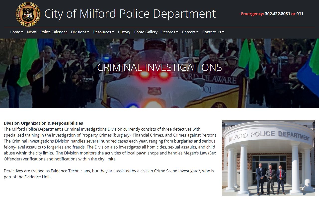 Milford Police Department criminal investigations division handling sex offender monitoring