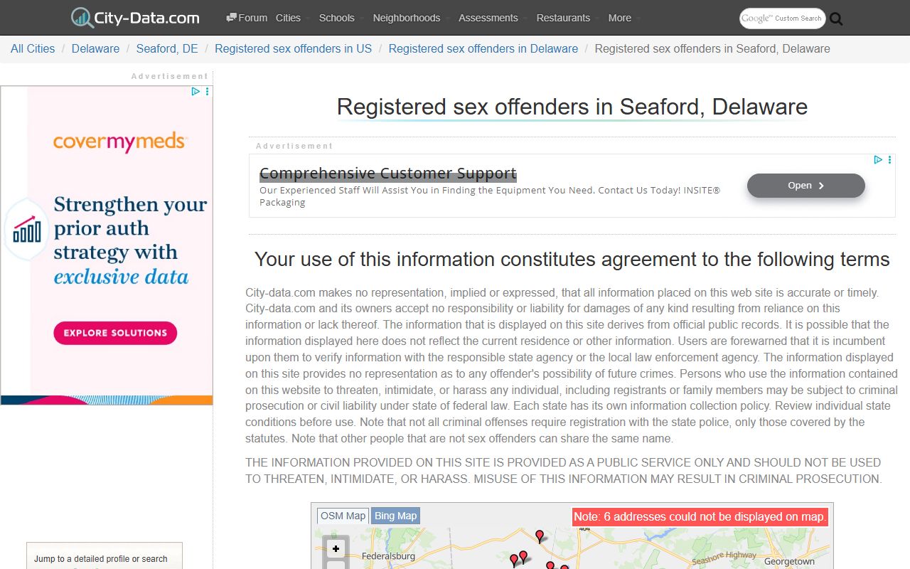 Seaford Delaware sex offender statistics Sussex County