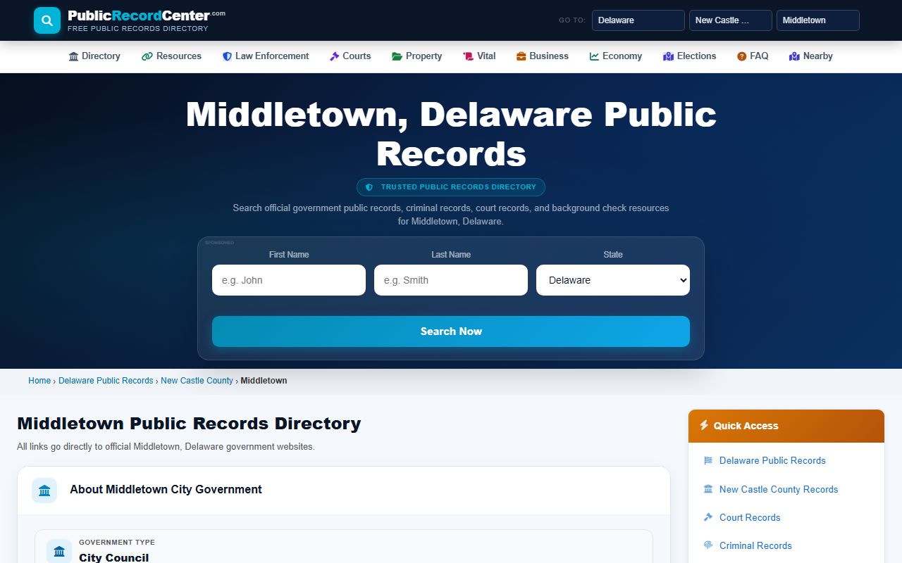 New Castle County public records including sex offender registry access