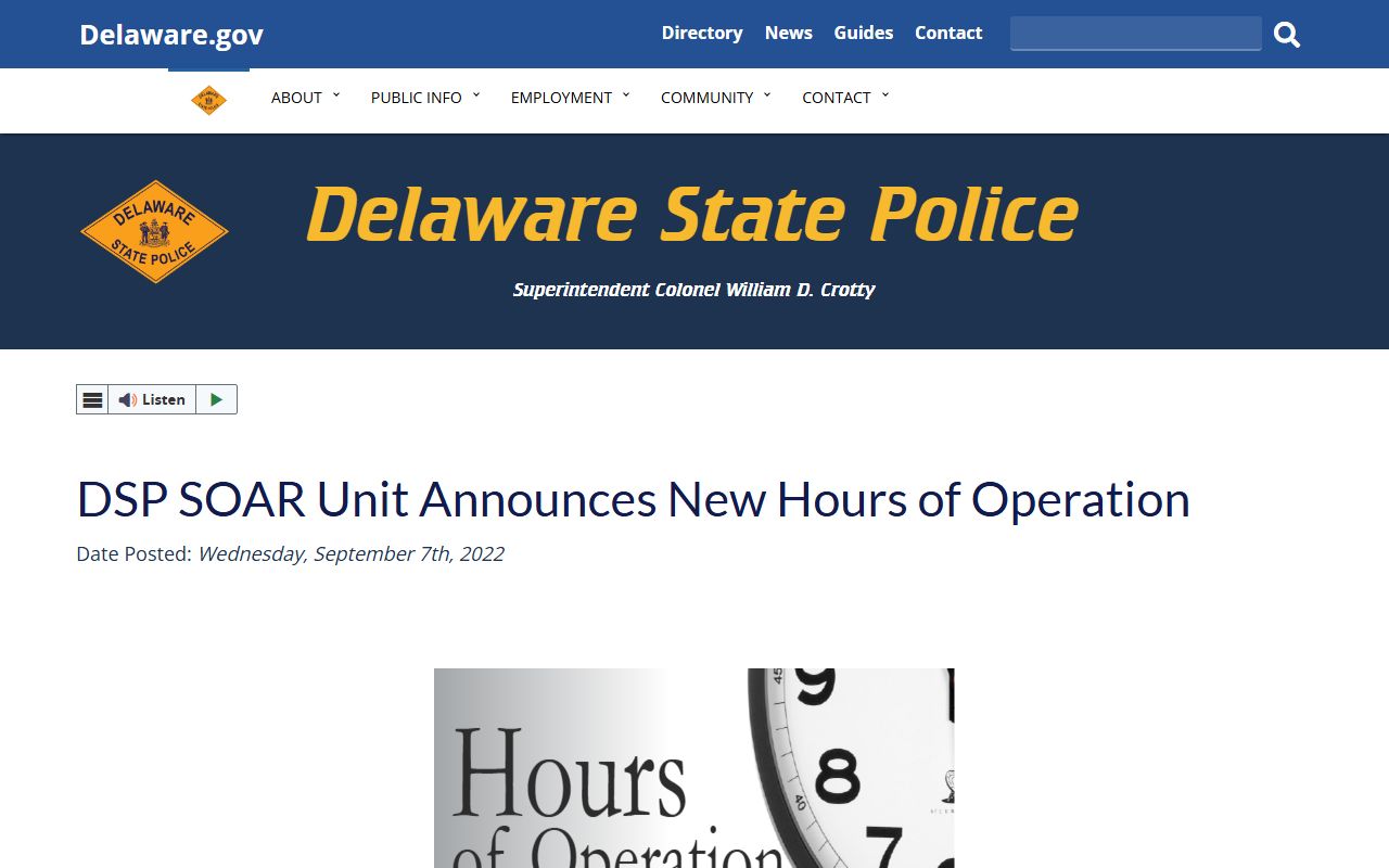 Delaware State Police Troop 2 sex offender registration hours for New Castle County