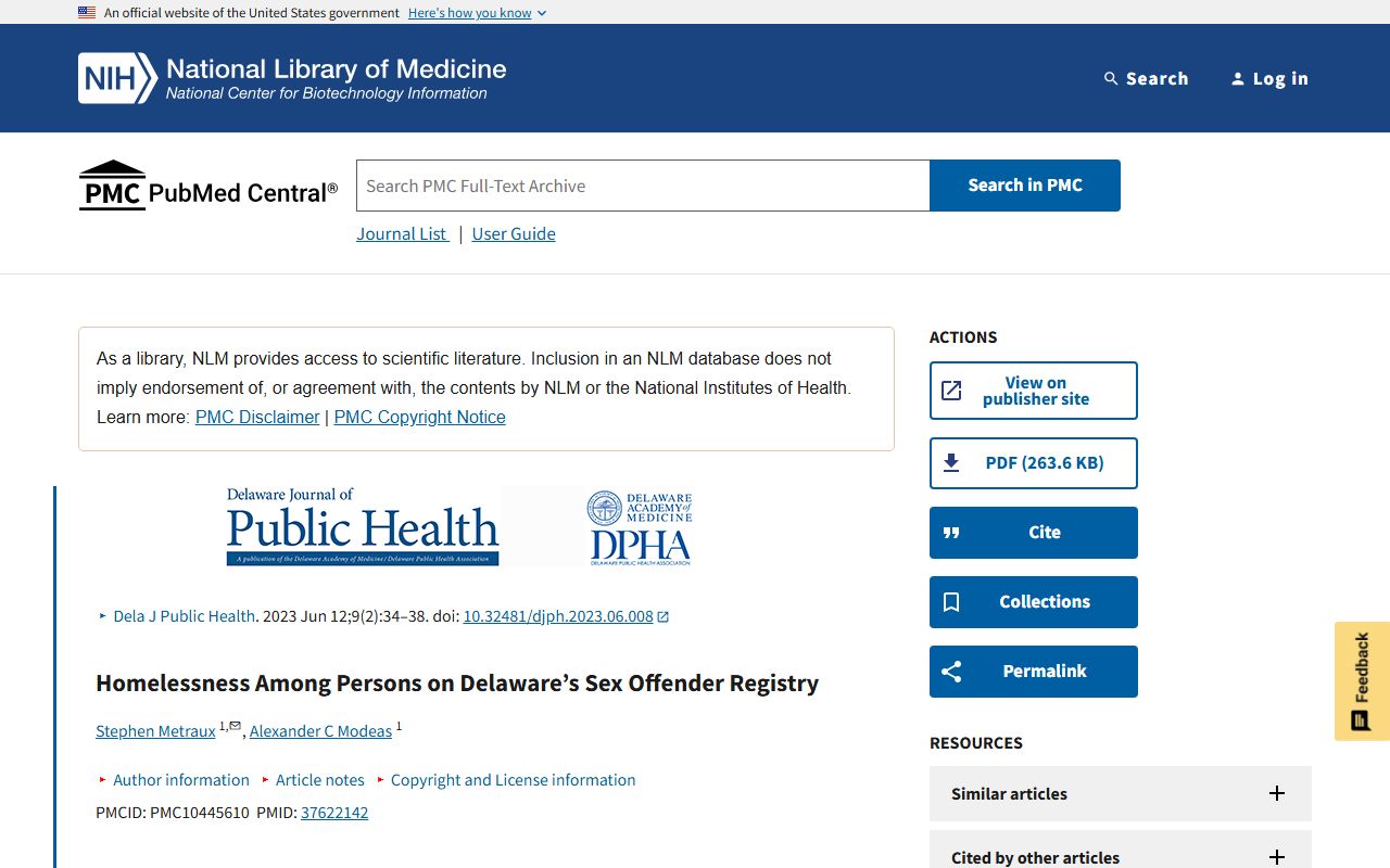 Research on homelessness among Delaware sex offenders